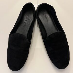Vince Classic Black Suede Loafers